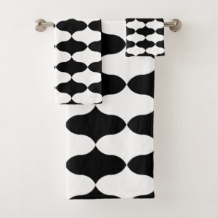 Conjunto De Toalhas Padrão Abstrato Preto e Branco