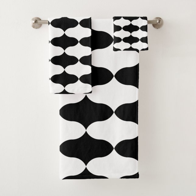 Conjunto De Toalhas Padrão abstrato preto e branco (Insitu)