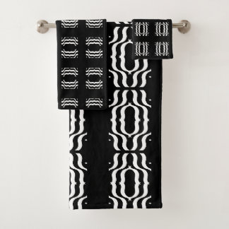 Conjunto De Toalhas Padrão abstrato preto e branco moderno