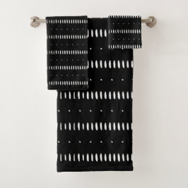 Conjunto De Toalhas Padrão abstrato preto e branco simples e elegante