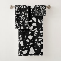 Padrão abstrato Terrazzo Mosaico preto e branco