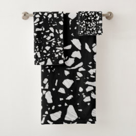 Conjunto De Toalhas Padrão abstrato Terrazzo Mosaico preto e branco