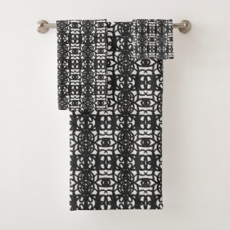 Conjunto De Toalhas Padrão Abstrato Único Preto e Branco