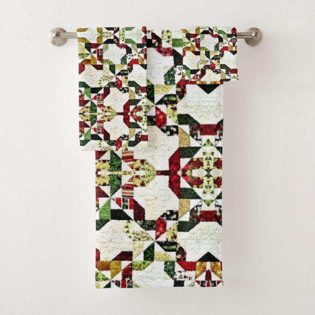 Conjunto De Toalhas padrão abstrato vermelho (Insitu)