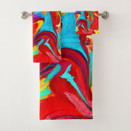Conjunto De Toalhas Padrão Abstrato Vibrante Colorido