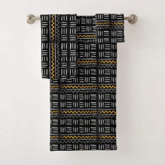 Conjunto De Toalhas Padrão Africano Negro resistente com amarelo