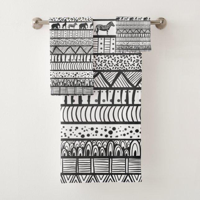 Conjunto De Toalhas Padrão Africano Tribal Negro (Insitu)