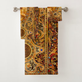 Conjunto De Toalhas Padrão Antiquado De Gemstone Italiano Decorativo