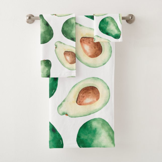 Conjunto De Toalhas Padrão Aquarela Avocado (Insitu)