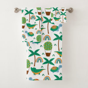 Conjunto De Toalhas Padrão Arco-Íris de Alligador Colorido Bonito