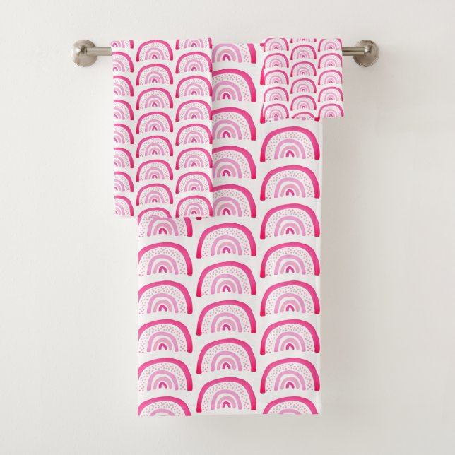 Conjunto De Toalhas Padrão Arco-íris Rosa (Insitu)
