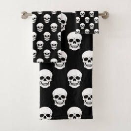 Conjunto De Toalhas Padrão Assustador de Fantasma em Preto Halloween F