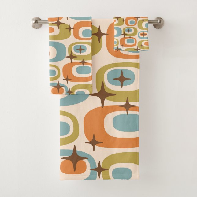 Conjunto De Toalhas Padrão Atômico Moderno de Meados do Século (Insitu)