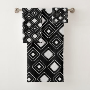 Conjunto De Toalhas Padrão Aztec Geométrico Tribal de Boho Negro