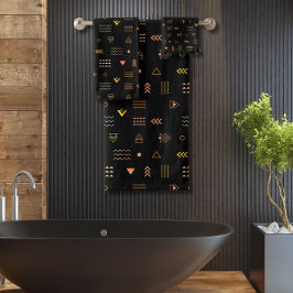 Conjunto De Toalhas Padrão azteca preto