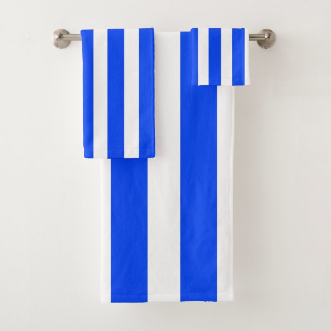 Conjunto De Toalhas Padrão Azul e Branco do Sailor de Faixa Vertical (Insitu)