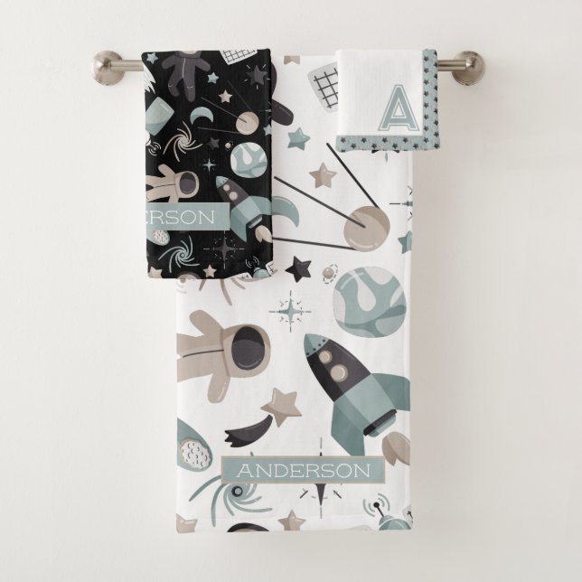 Conjunto De Toalhas Padrão Azul Legal do Explorador Espacial Externo d (Insitu)