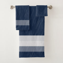 Conjunto De Toalhas Padrão Azul Marinho Branco Chuva
