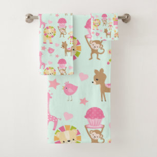 Conjunto De Toalhas Padrão bonito com animais e brinquedos