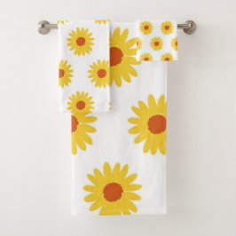 Conjunto De Toalhas Padrão Bonito de girassol amarelo - Y2K