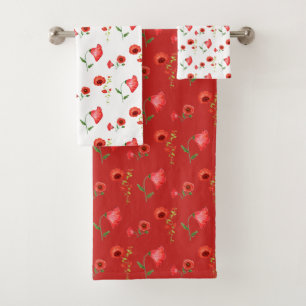 Conjunto De Toalhas Padrão bonito de papagaios vermelhos