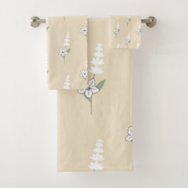 Conjunto De Toalhas Padrão Botânico Boêmico Floral Beige