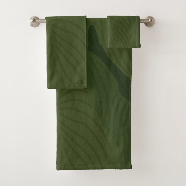Conjunto De Toalhas Padrão Botânico de Folhas Verdes da Natureza (Insitu)