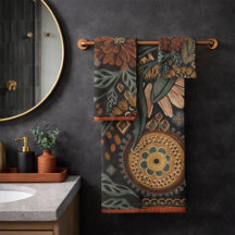 Padrão Botânico de Terracota Salvia Dark Boho