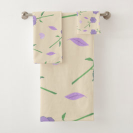 Conjunto De Toalhas Padrão Botânico do Boho Rosa púrpura bege