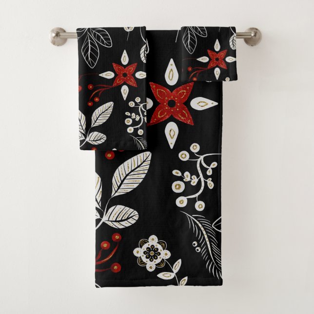 Conjunto De Toalhas Padrão botânico elegante (Insitu)