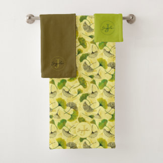 Conjunto De Toalhas Padrão Botânico Ginkgo Biloba