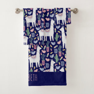 Conjunto De Toalhas Padrão Botânico Whimsical Llama Cute