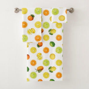 Conjunto De Toalhas Padrão Brilhante de Refrescamento de Frutas Citrin