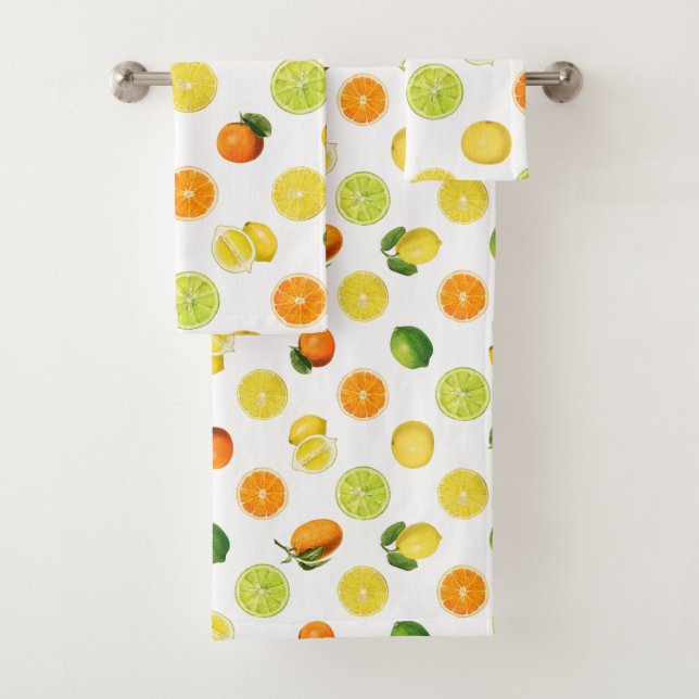 Conjunto De Toalhas Padrão Brilhante de Refrescamento de Frutas Citrin (Insitu)