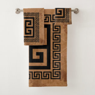 Conjunto De Toalhas Padrão-chave grego Design preto