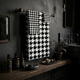 Conjunto De Toalhas Padrão clássico de xadrez preto