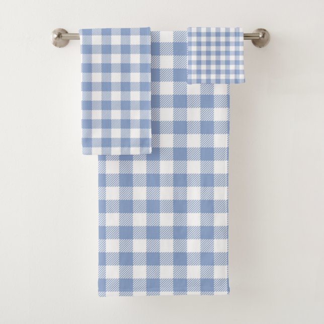 Conjunto De Toalhas Padrão clássico Gingham azul verificado (Insitu)