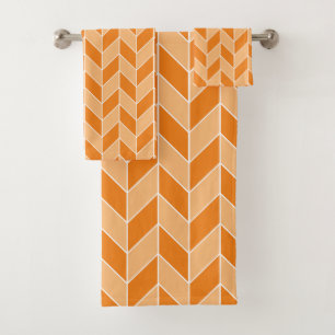Conjunto De Toalhas Padrão Clássico Laranja Moderno Peach Herringbon