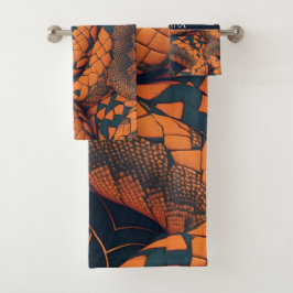 Conjunto De Toalhas Padrão Cobra Mosaico Aesculápico Colorido