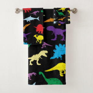 Conjunto De Toalhas Padrão Colorida Dinossauros Aquarela Crianças