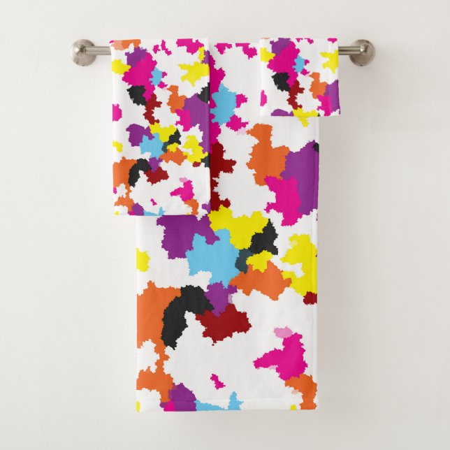 Conjunto De Toalhas Padrão Colorido de Abstrato Cristal Irregular (Insitu)