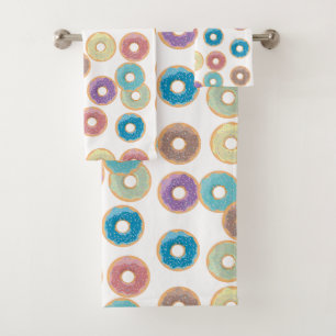 Conjunto De Toalhas Padrão Colorido de Rosquinhas e borrifadas de Past