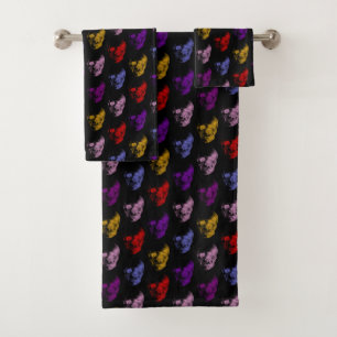 Conjunto De Toalhas Padrão Colorido de Skulls de Raios X