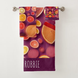 Conjunto De Toalhas Padrão Colorido de Toranja Campari Soda