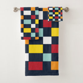 Conjunto De Toalhas Padrão Colorido do Quadro de Verificação