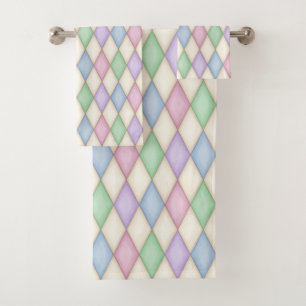 Conjunto De Toalhas Padrão Colorido Pastel Harlequin