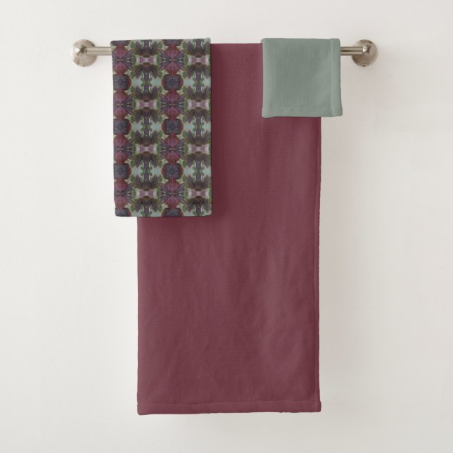 Conjunto De Toalhas Padrão Com Ameixa E Verde (Insitu)