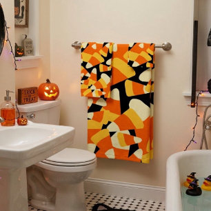 Conjunto De Toalhas Padrão contínuo de Candy Corn de Halloween