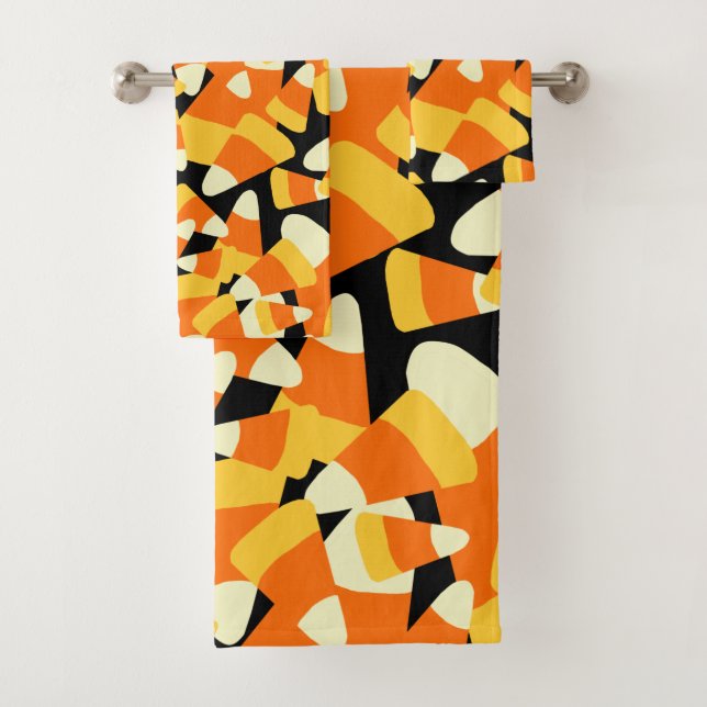 Conjunto De Toalhas Padrão contínuo de Candy Corn de Halloween (Insitu)