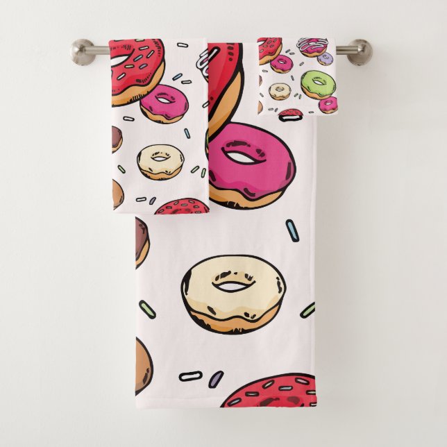 Conjunto De Toalhas Padrão contínuo de Donuts (Insitu)